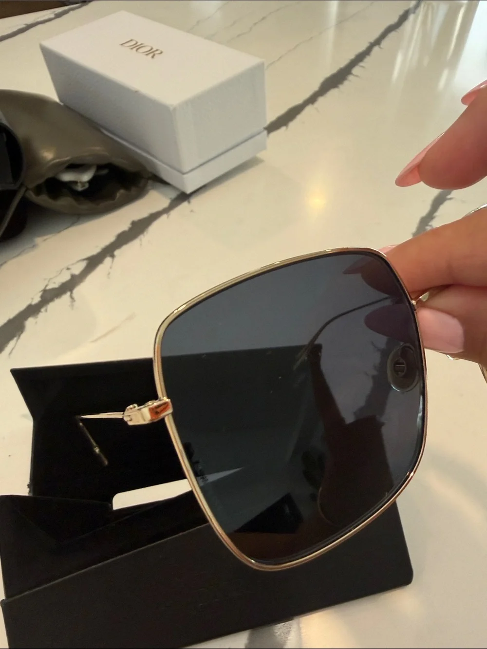 Dior Men's Gold Frame Sunglasses with Black Lenses
